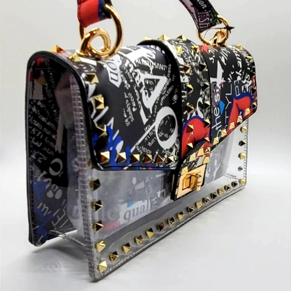 Graffiti print spike clutch - Picture 4 of 4